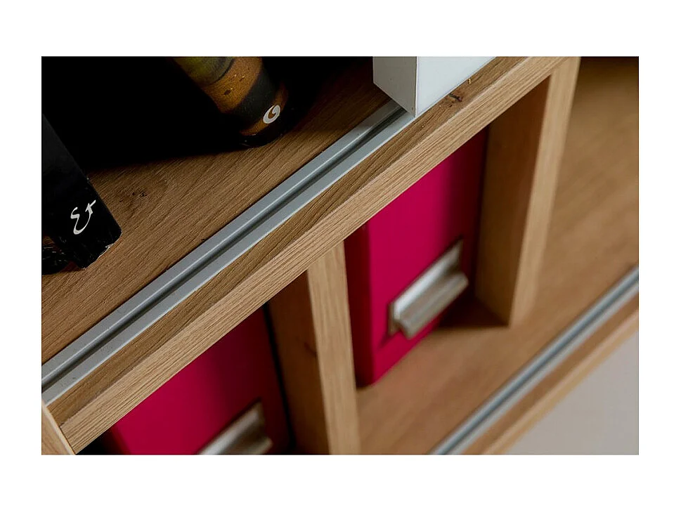 Aparador salón 2 puertas correderas roble blanco lacado Elea