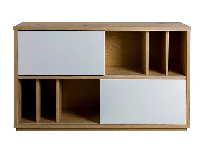 Aparador salón 2 puertas correderas roble blanco lacado Elea