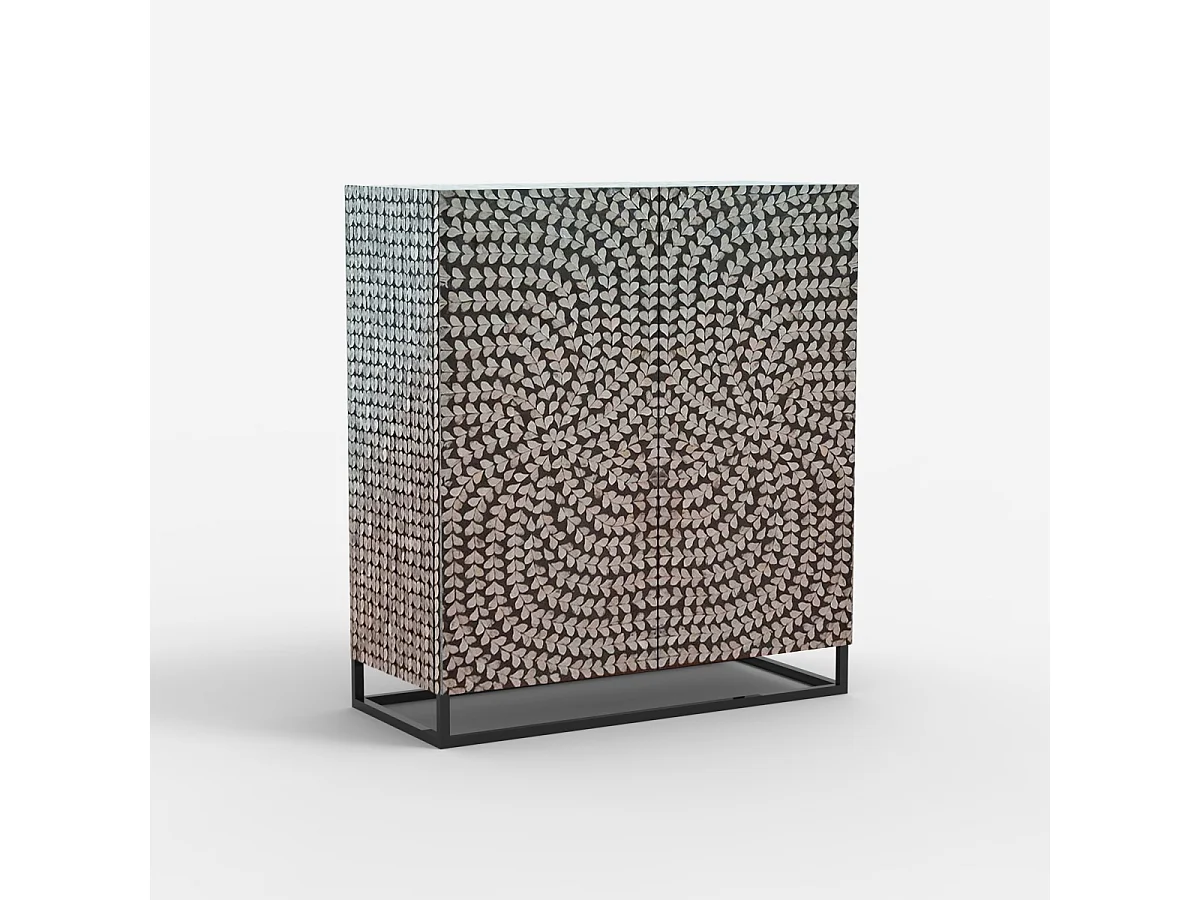 Aparador de salón con 2 puertas con incrustaciones de nácar Evan