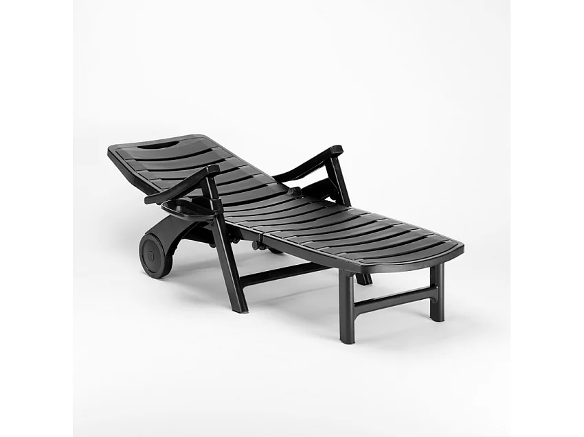 15 Lettini in plastica pieghevoli per piscina e spiaggia Premiere Stock - Antracite