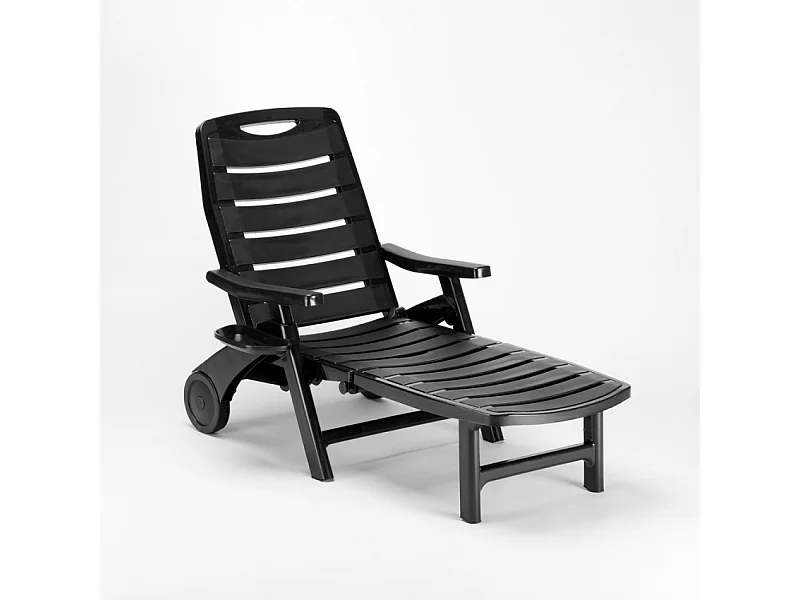 15 Lettini in plastica pieghevoli per piscina e spiaggia Premiere Stock - Antracite