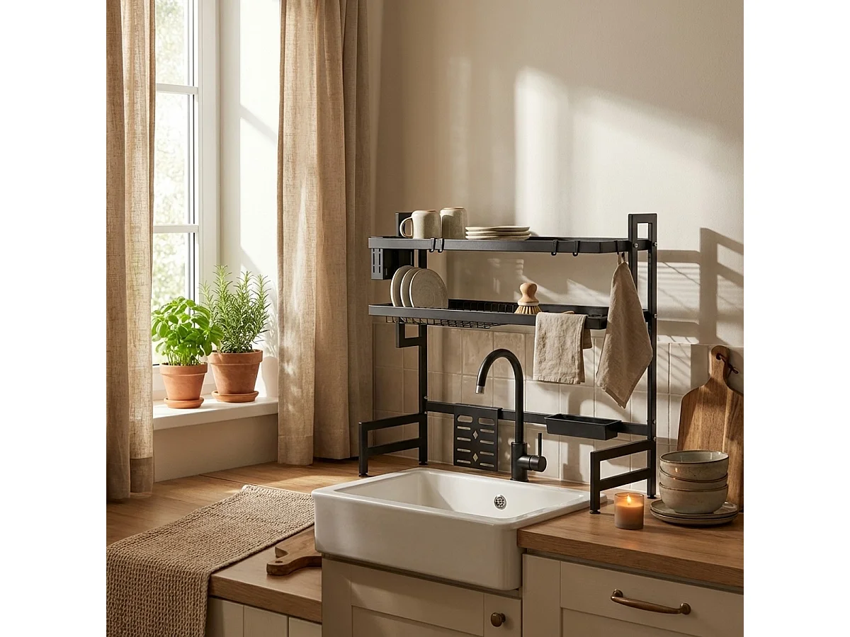 Escurridor de platos vertical de cocina negro y sobre fregadero Teket Plus - Negro
