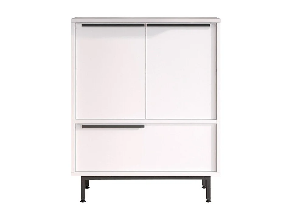 Mehrzweckschrank Küchenschrank 3 Türen Holz 75x36x90cm Thaon - Weiß