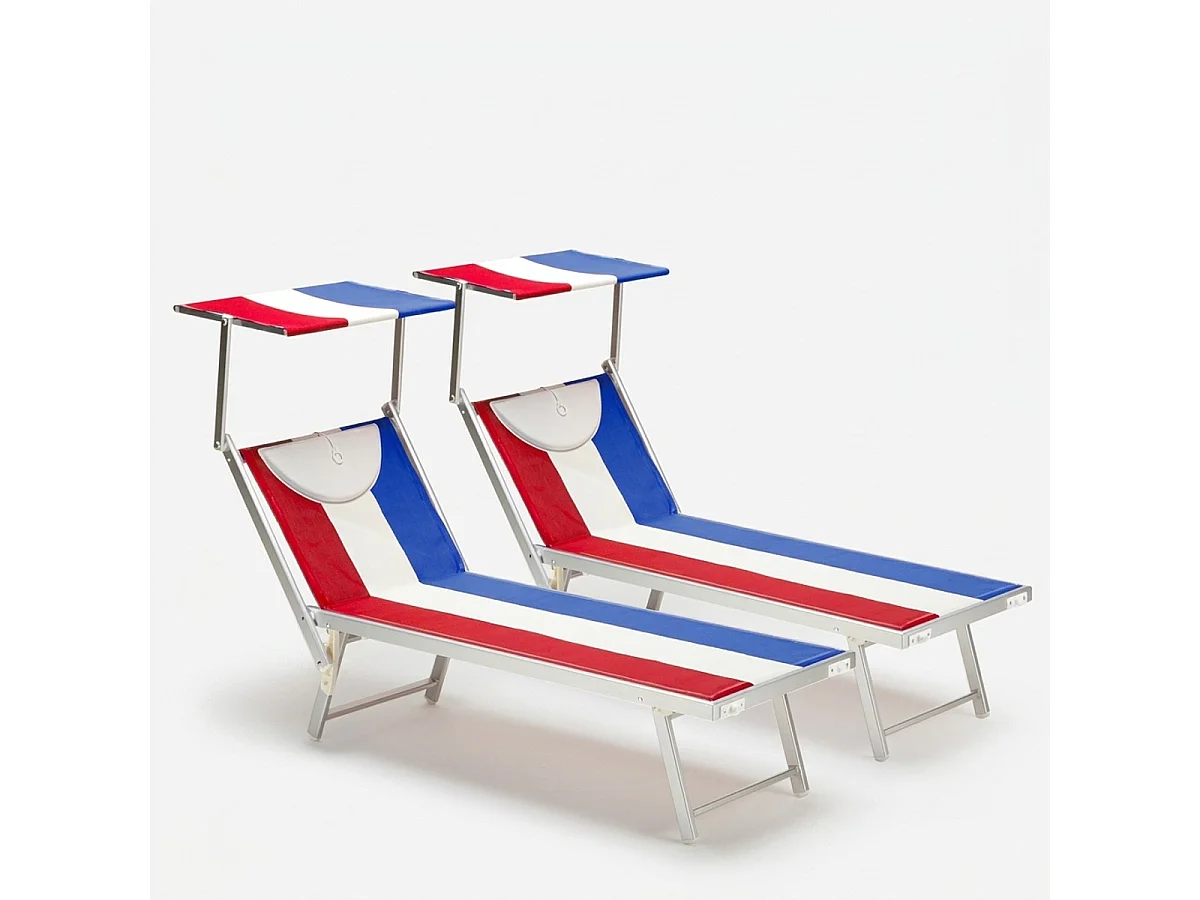 2 tumbonas plegables de playa en aluminio Santorini Europe Stock - Francia