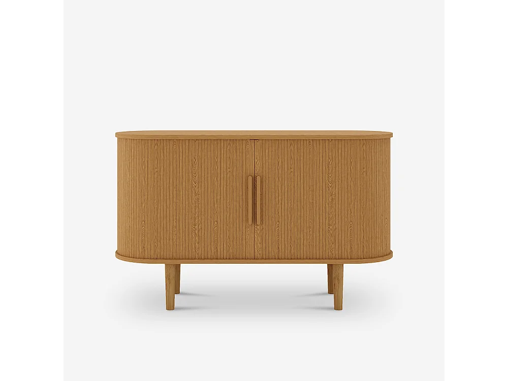 Buffet vintage 2 portes coulissantes en bois 120cm pour salon Ambis - bois neutre