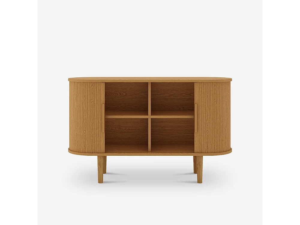 Buffet vintage 2 portes coulissantes en bois 120cm pour salon Ambis - bois neutre