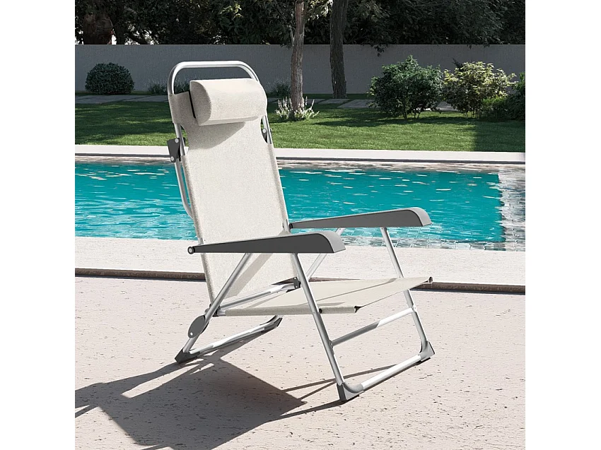 Sedia sdraio spiaggina con braccioli pieghevole Gargano - Grigio
