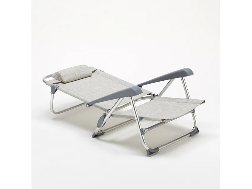 Sedia sdraio spiaggina con braccioli pieghevole Gargano - Grigio