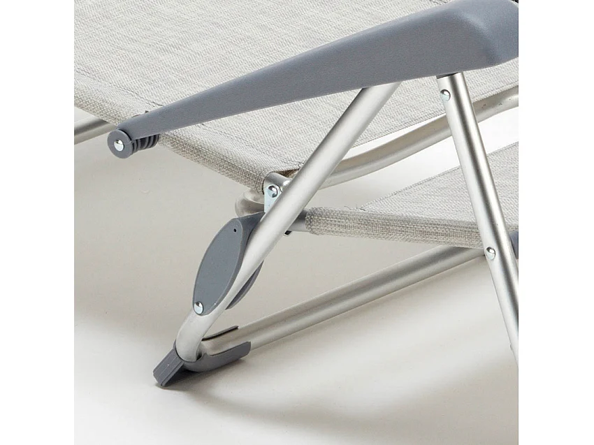 Liegestuhl Strandstuhl Klappbar mit Armlehne aus Aluminium für Strand Gargano - Grau