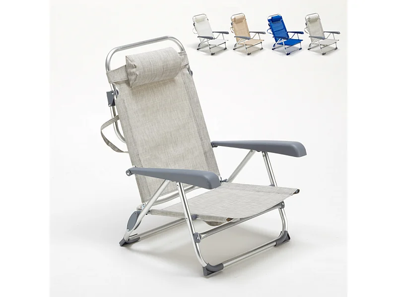 Sedia sdraio spiaggina con braccioli pieghevole Gargano - Grigio