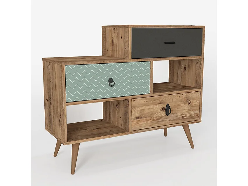 Aparador de salón shabby chic, estilo envejecido con 2 puertas y 1 cajón 110x40x93 cm Triwave