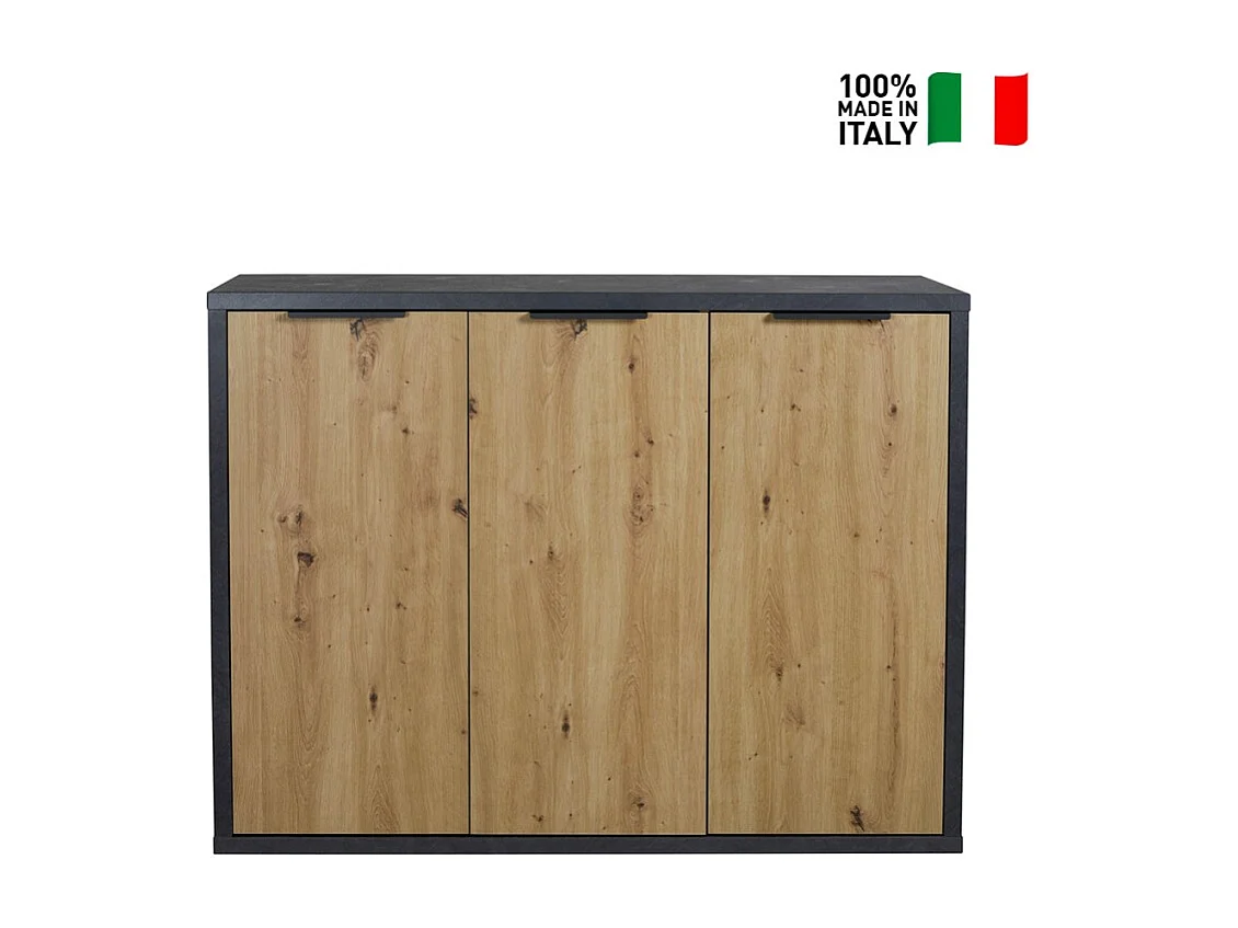 Aparador multiusos salón 3 puertas estilo industrial Shelton