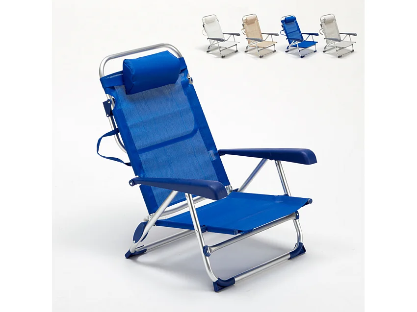 Sedia sdraio spiaggina con braccioli pieghevole Gargano - Blu