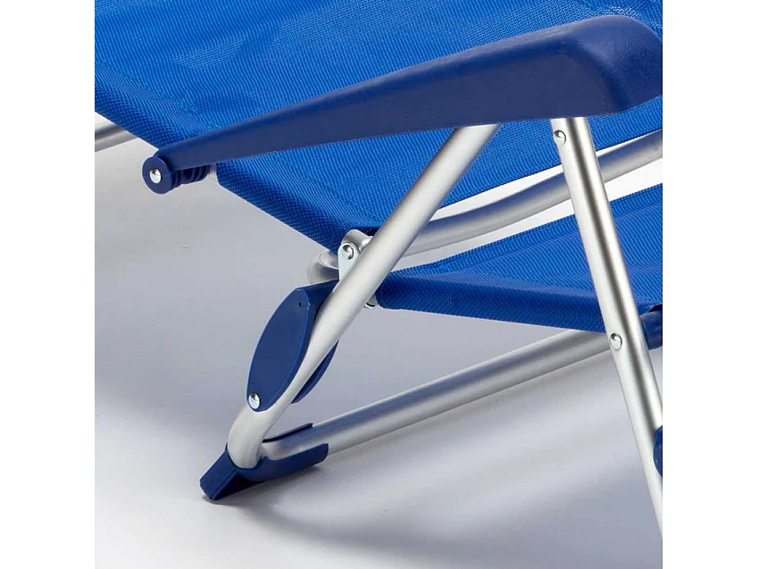 Liegestuhl Strandstuhl Klappbar mit Armlehne aus Aluminium für Strand Gargano - Blau