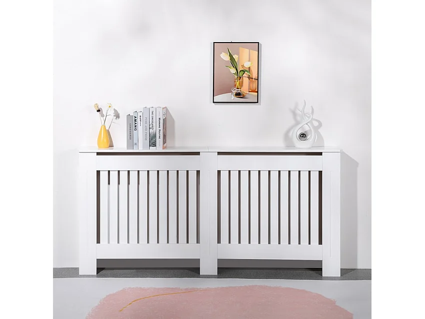 Cubreradiador de madera blanca cubrecalefactor 172 x 19 x 81,5 h Heeter XXL