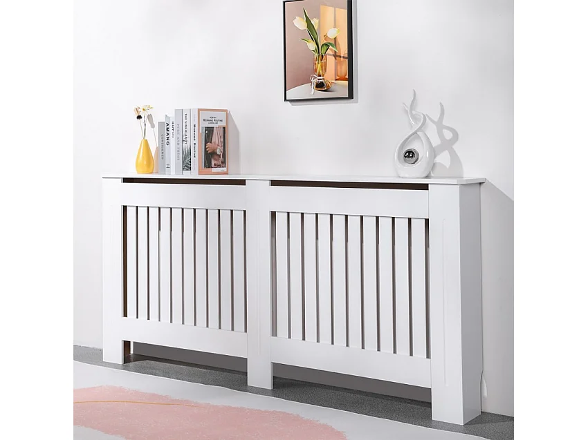 Cubreradiador de madera blanca cubrecalefactor 172 x 19 x 81,5 h Heeter XXL