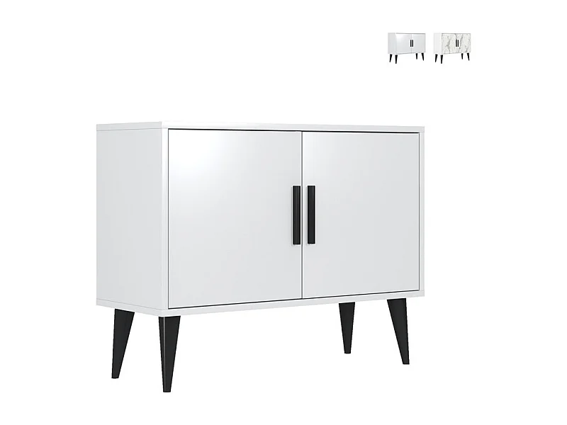 Aparador moderno para el salón blanco con 2 puertas mueble recibidor Corduiso - Blanco