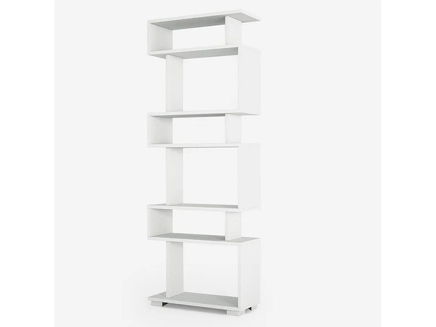 Librería de pared estilo moderno con 6 estantes abiertos 60x19,5x162,9 cm Blok - Blanco