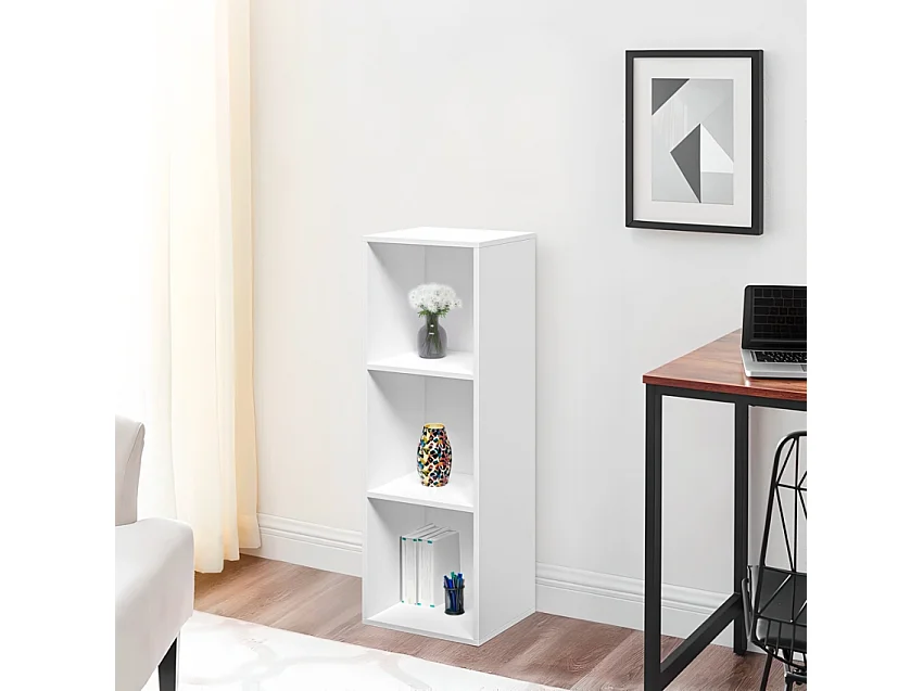 Libreria bassa bianca in legno 3 scaffali per ufficio studio Ika 4