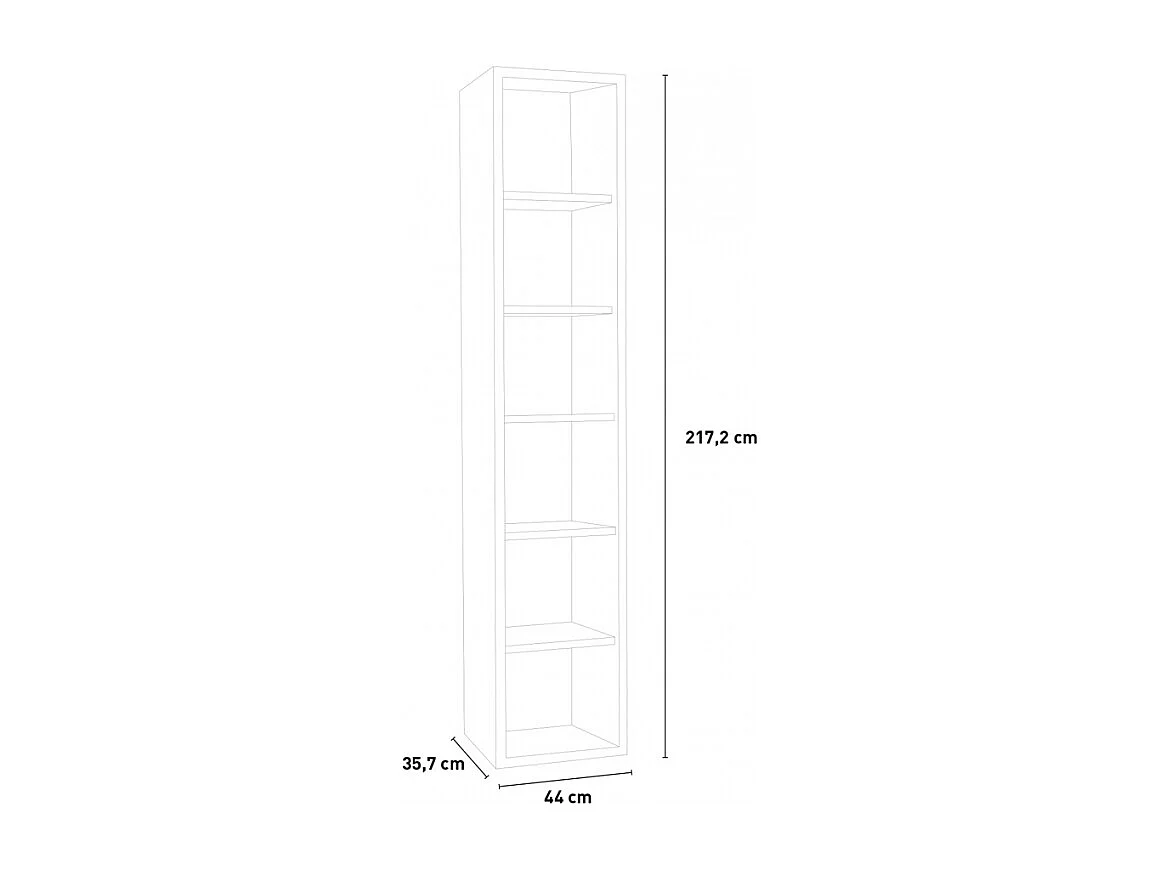 Estantería Librería de madera moderna estrecha con 6 compartimentos color gris Hart