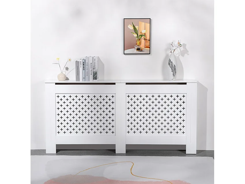 Heizkörperabdeckung aus weißem Holz 172x19x81,5h Fencer XXL