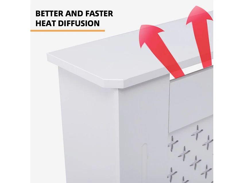 Heizkörperabdeckung aus weißem Holz 172x19x81,5h Fencer XXL