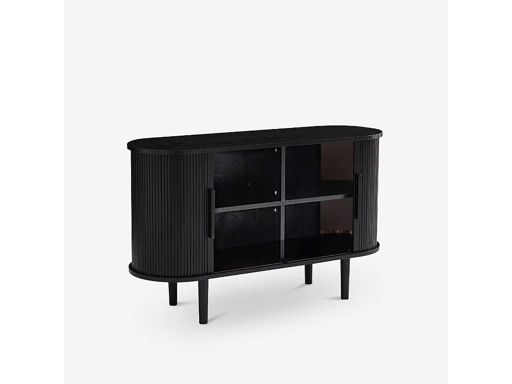 Aparador vintage con 2 puertas correderas de madera 120cm para salón Ambis - Negro