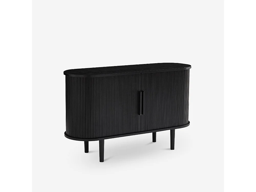 Aparador vintage con 2 puertas correderas de madera 120cm para salón Ambis - Negro