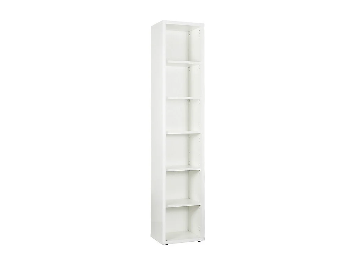 Estantería Librerìa alta y estrecha de madera color blanco 6 compartimentos Tower