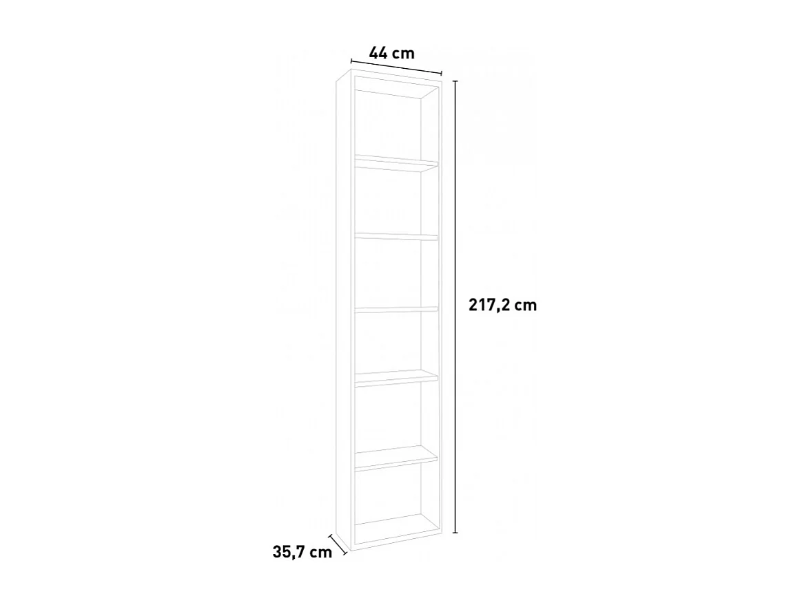 Estantería Librerìa alta y estrecha de madera color blanco 6 compartimentos Tower