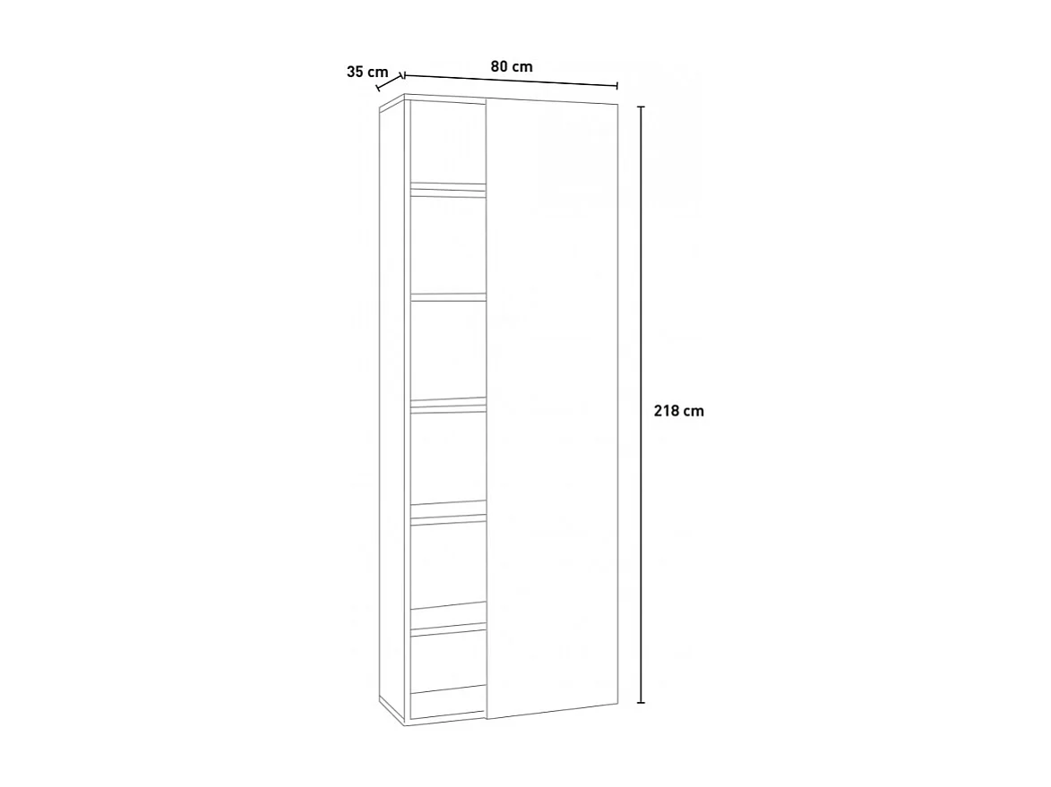 Librería Estantería Alta 6 Estantes Gris y Roble Natural Para Oficina Y Despacho