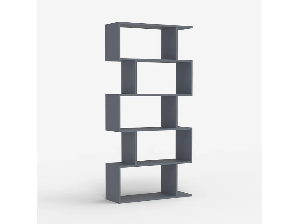 Bücherregal modern vertikal für Wohnzimmer 5 Regale Holz Lexis - Grau