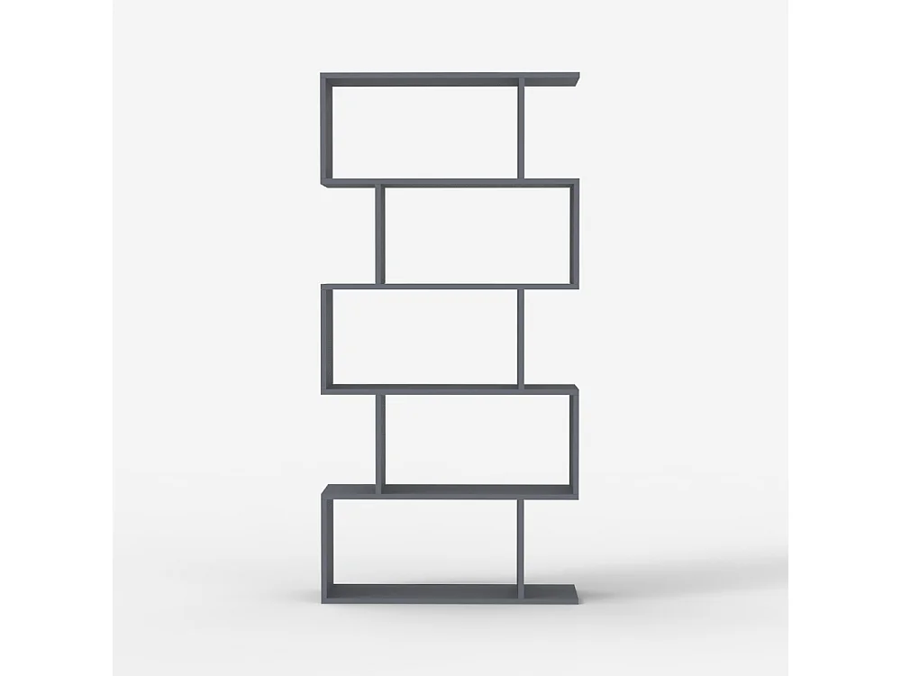 Bücherregal modern vertikal für Wohnzimmer 5 Regale Holz Lexis - Grau
