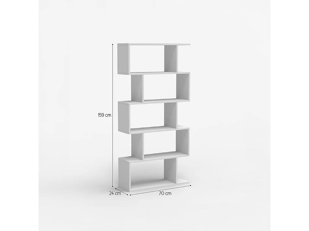 Bücherregal modern vertikal für Wohnzimmer 5 Regale Holz Lexis - Grau