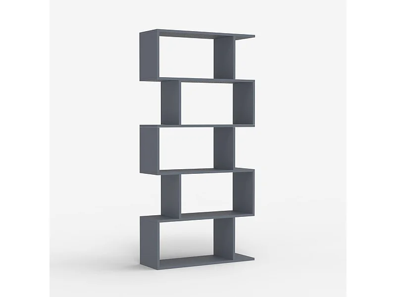 Libreria moderna verticale a parete da soggiorno 5 scaffali legno Lexis - Grigio