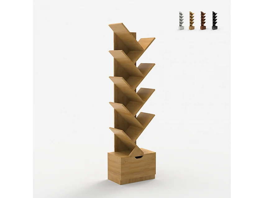 Librería de 10 estantes diseño moderno para salón y oficina Treebook 150 - Natural
