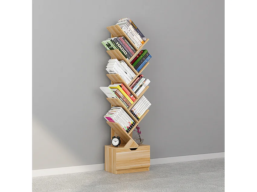 Librería de 10 estantes diseño moderno para salón y oficina Treebook 150 - Natural
