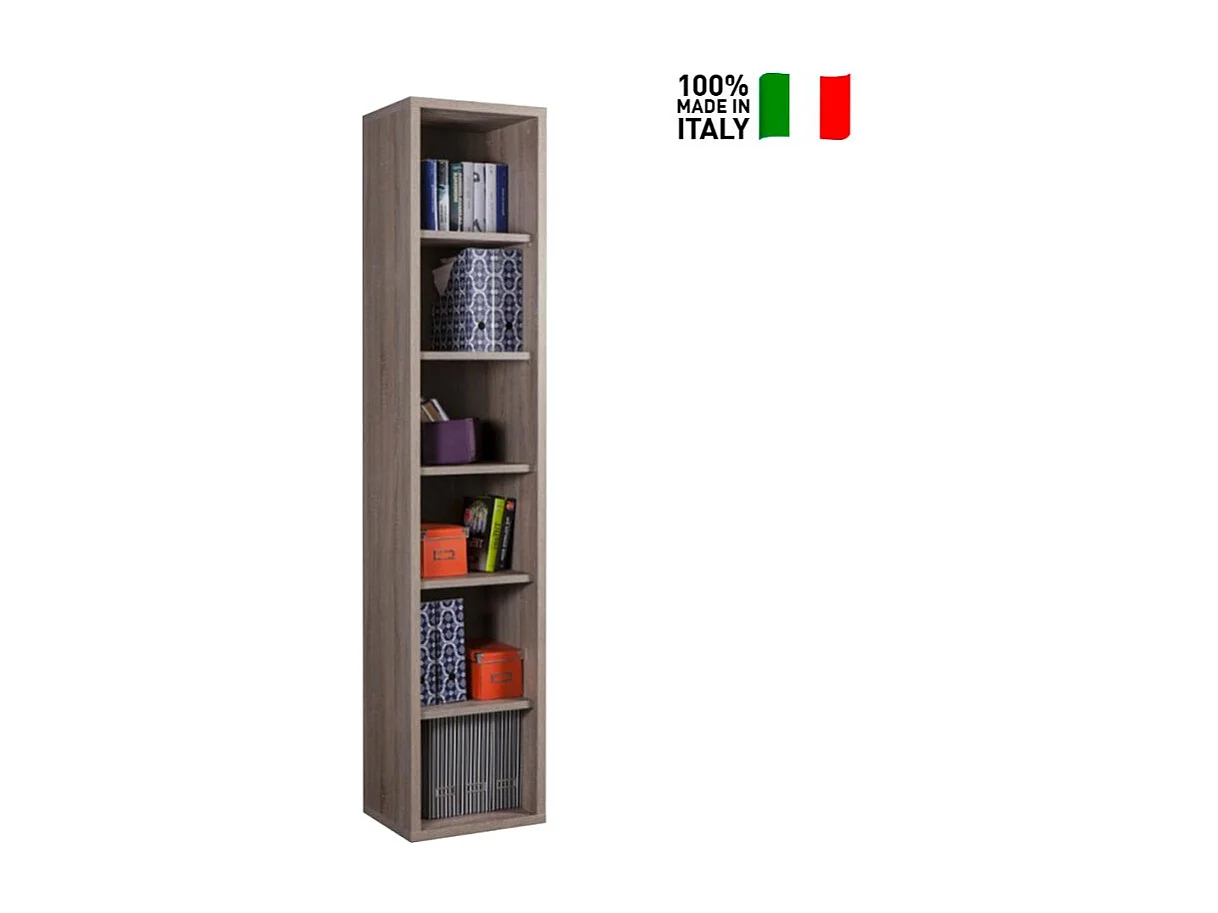 Estantería Librerìa alta y estrecha color gris 6 compartimentos Big Ben