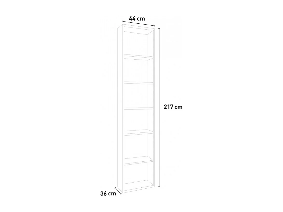 Estantería Librerìa alta y estrecha color gris 6 compartimentos Big Ben