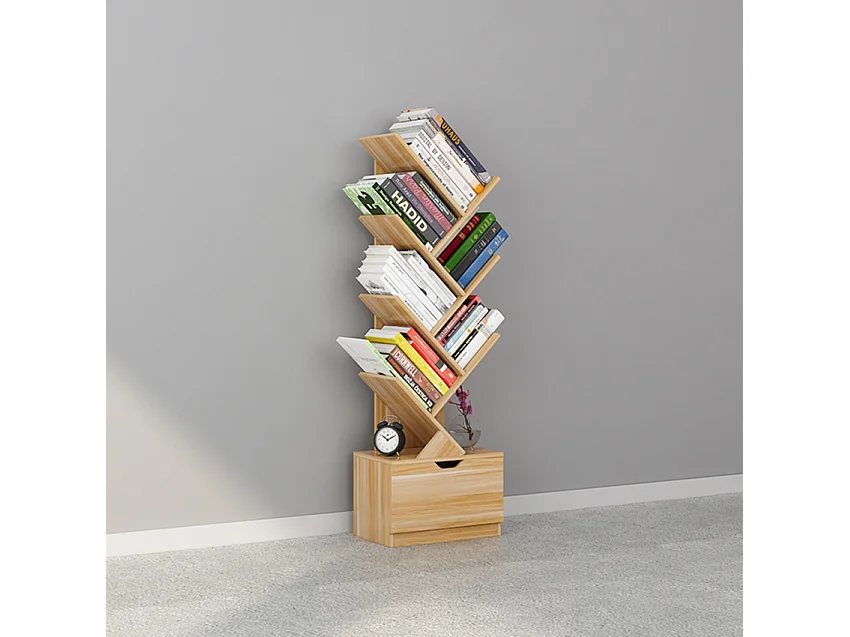 Modernes design bücherregal 8 Schublade Regale Wohnzimmer Büro Treebook 120 - Natur
