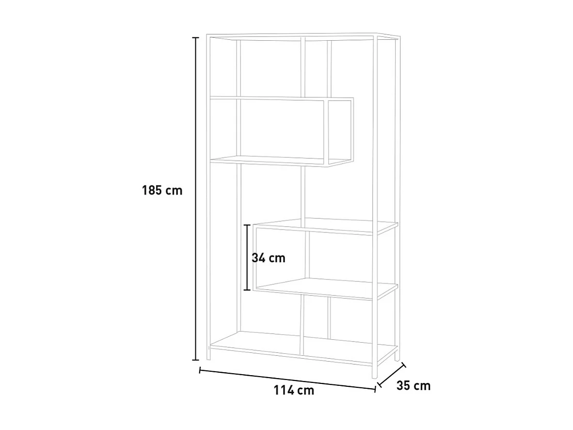 Industrieller Stil Bücherregal Eisen und Holz 114x35x185h Sapes