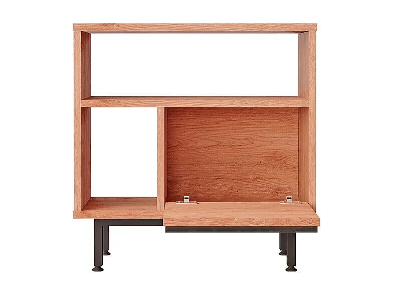 Meuble de rangement 60x26x60 cm en bois 2 étagères effet rotin Opoli