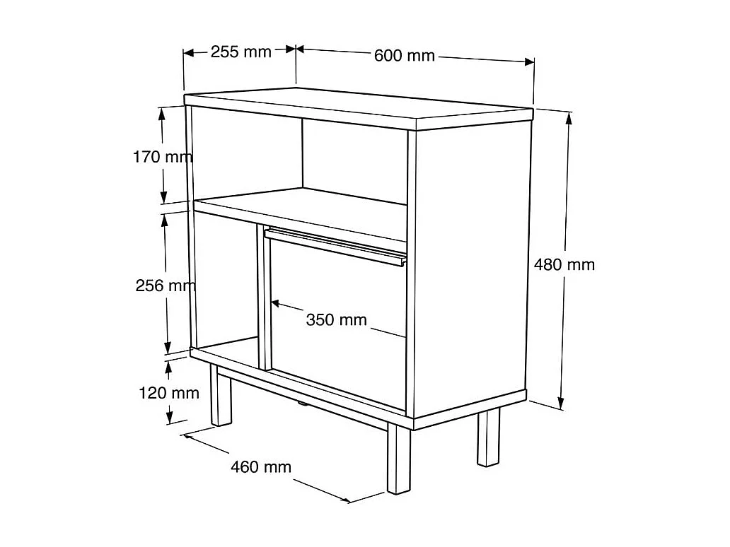Meuble de rangement 60x26x60 cm en bois 2 étagères effet rotin Opoli