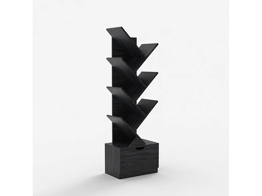 Modernes design bücherregal 8 Schublade Regale Wohnzimmer Büro Treebook 120 - Schwarz