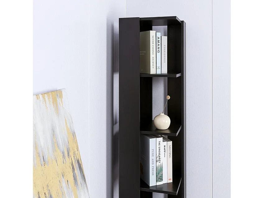 Estantería esquinera moderna para salón y oficina con 5 estantes Orkney - Negro