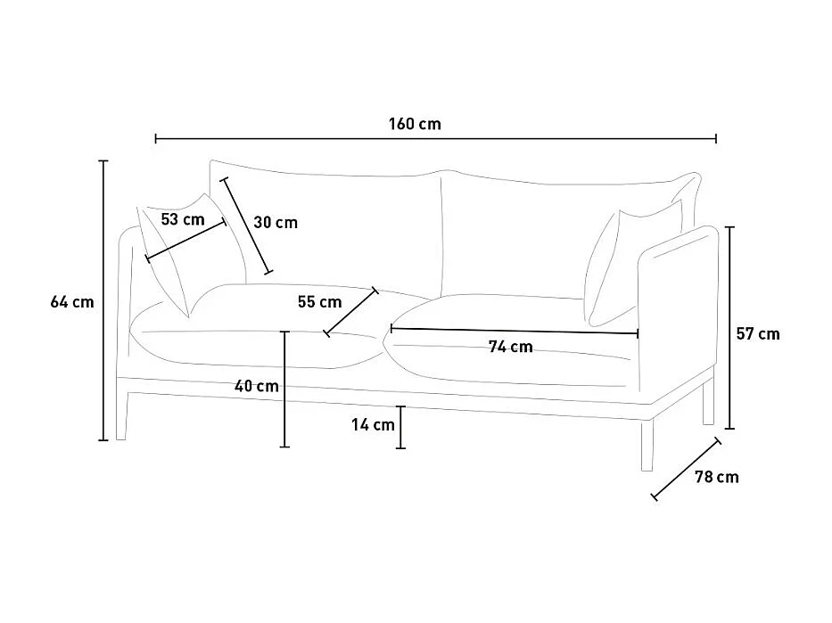 Conjunto de sofá de 2 plazas y sillón en tela gris estilo moderno Hannover