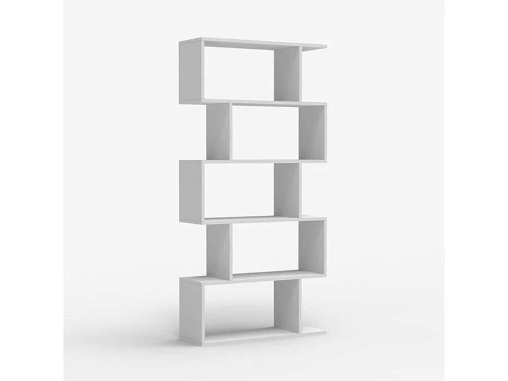 Bücherregal modern vertikal für Wohnzimmer 5 Regale Holz Lexis - Weiß