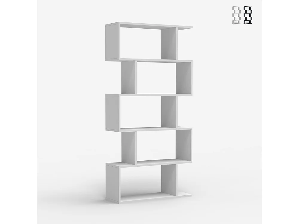 Bücherregal modern vertikal für Wohnzimmer 5 Regale Holz Lexis - Weiß