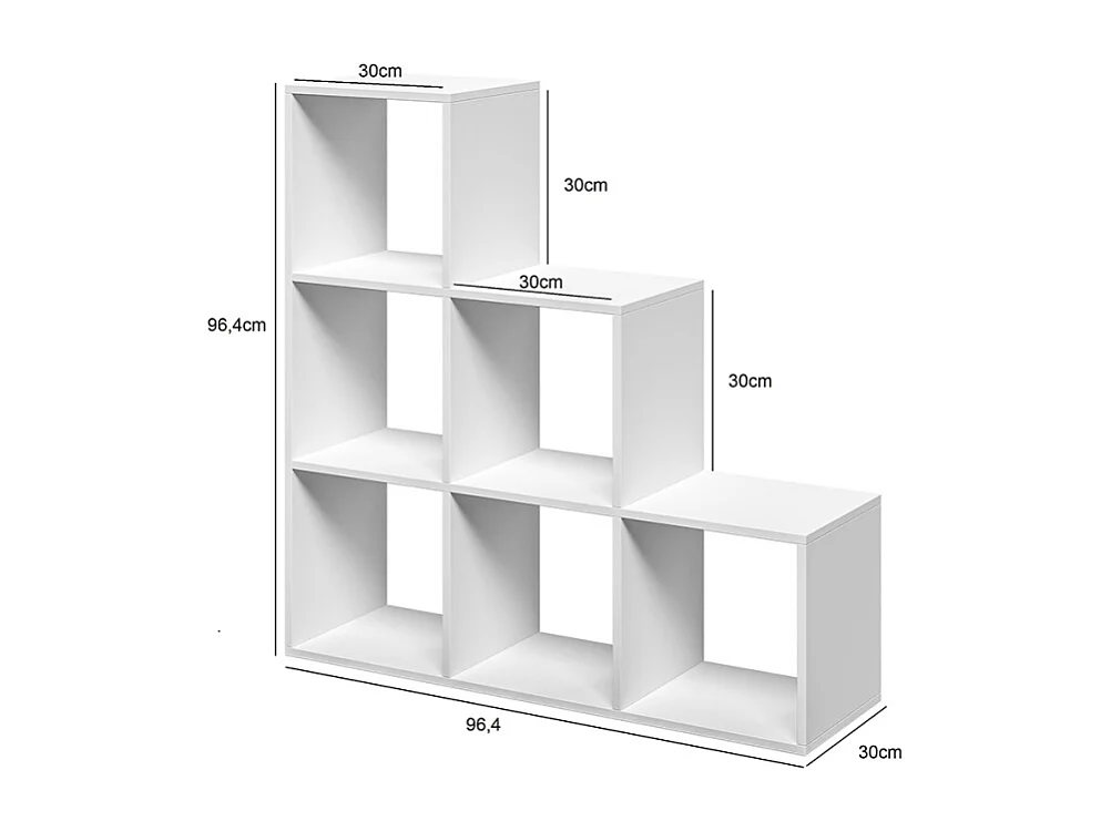 Weißes wandmontiertes Bücherregal mit modernen Design-Würfelregalen Ika 1