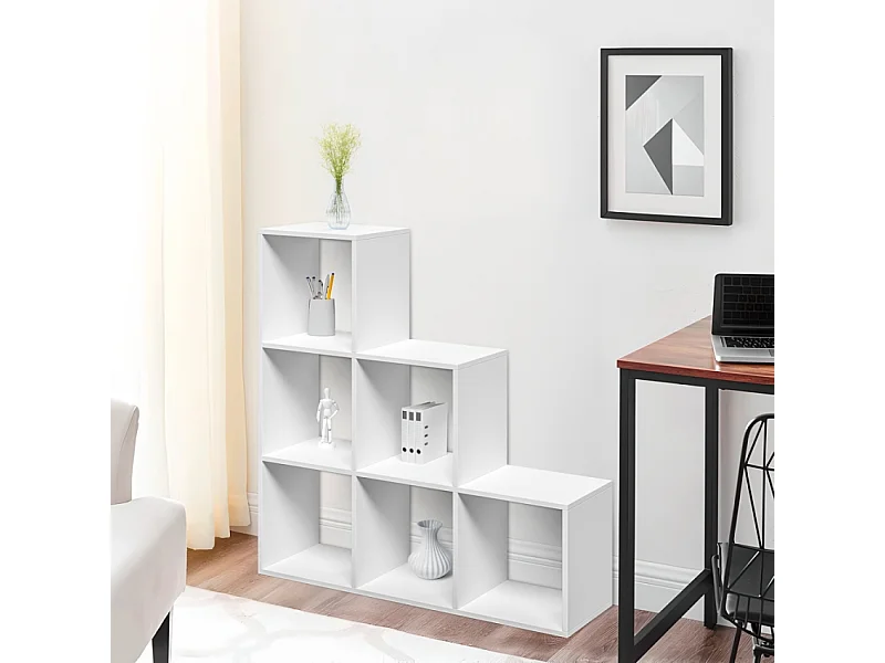 Weißes wandmontiertes Bücherregal mit modernen Design-Würfelregalen Ika 1